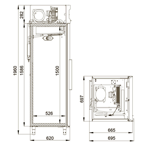 CM105S, Polair, шкаф холодильный, схема, чертёж, размеры